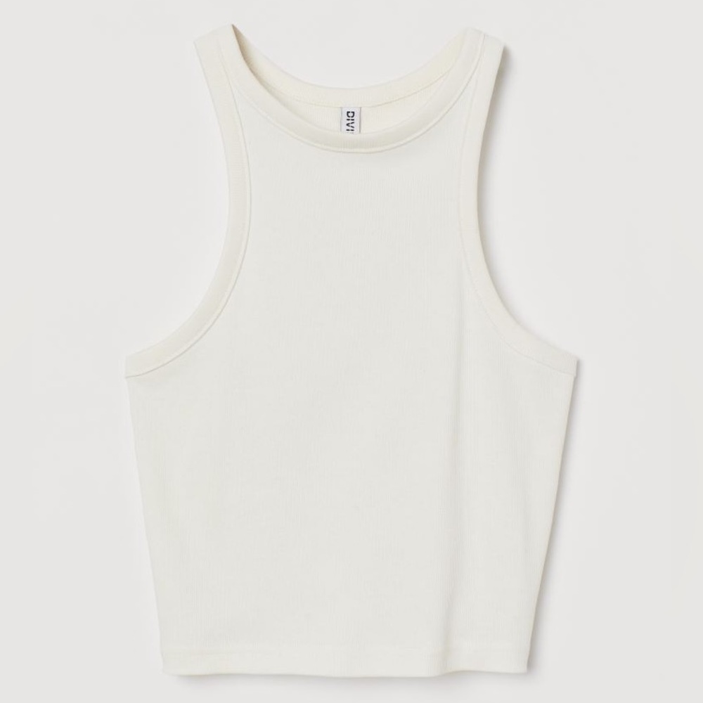 H&M Cream Ribbed Tank Top